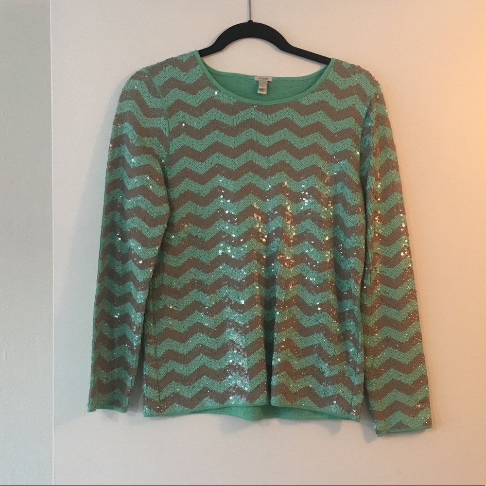 Jcrew collection sequin chevron blouse